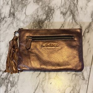 Metallic Copper Bronze Wristlet Pouch Clutch Bag Aimee Kestenberg